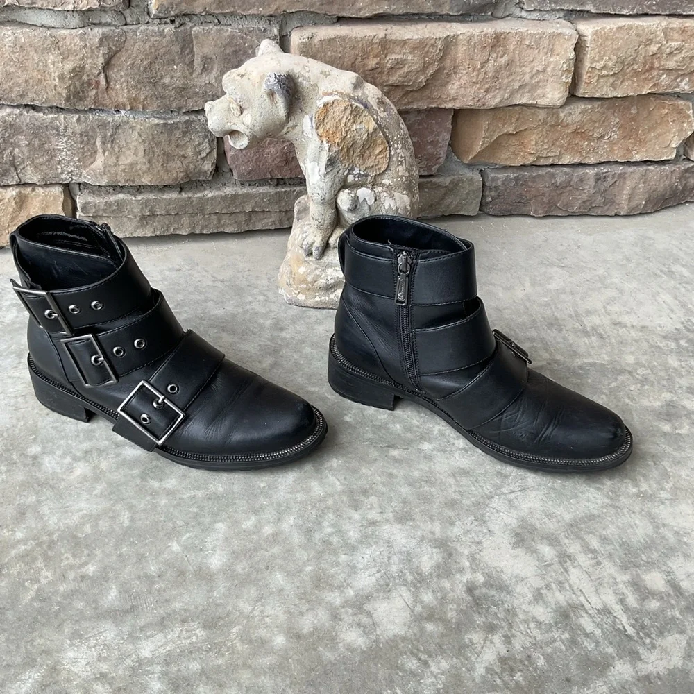 Blondo Black Double Buckle Combat Boots Size 7.5 - Picture 3 of 14
